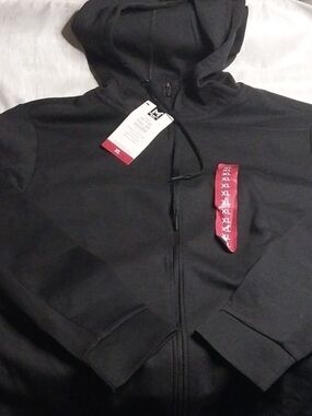 Men's Black Full-Zip Hoodie with Hood Members Mark
